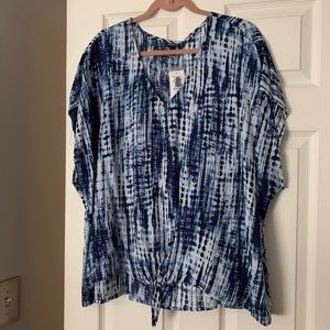 Torrid tie dye challis tie front top